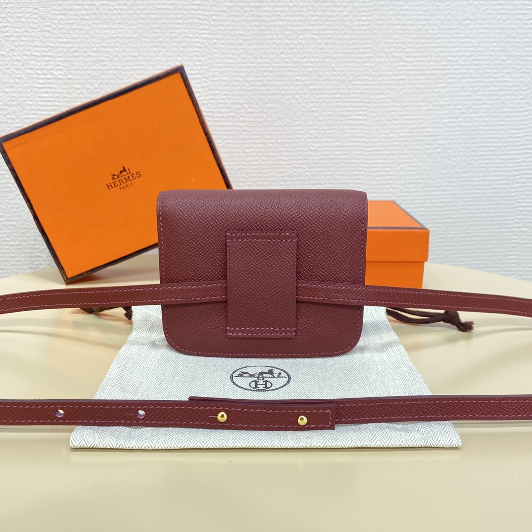 Hermes Constance Slim Wallet Belt Bag In Bordeaux Epsom Leather